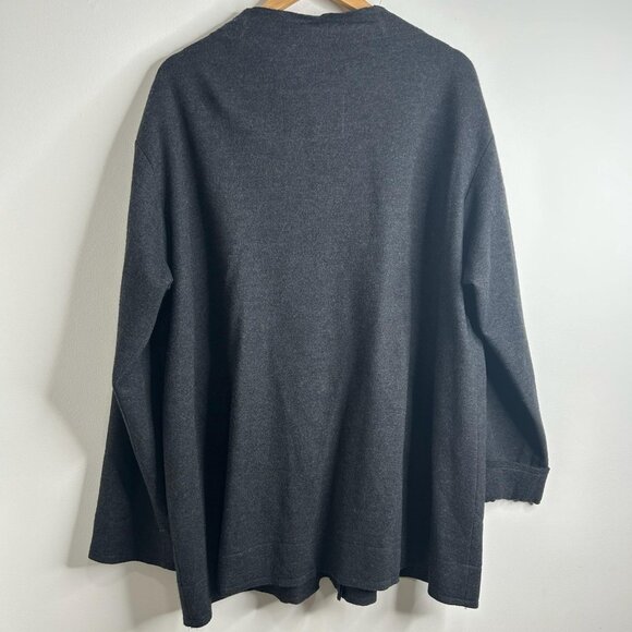 Eileen Fisher Jacket Chore Coat Womens XL Charcoal Boiled Wool Collarless Luxury - Picture 5 of 9